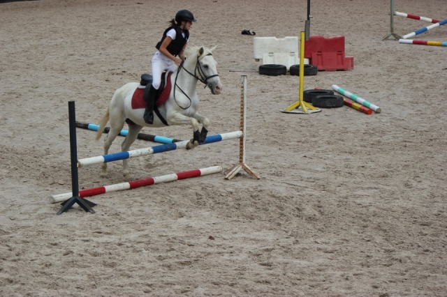  Garota pulando com cavalo branco 